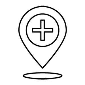 black and white outline of location marker
